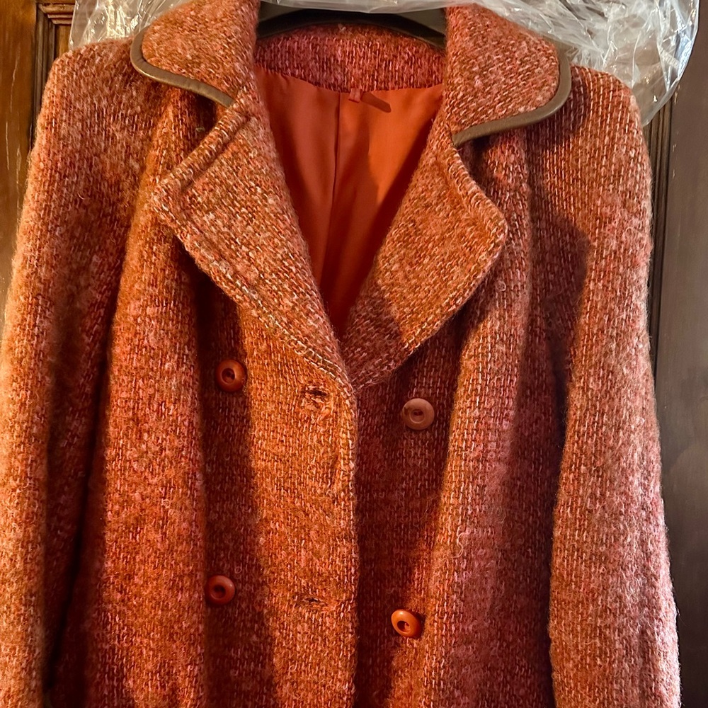 Vintage wool coat Orange color